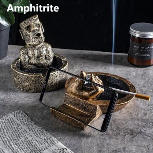 Nordic Retro Stone Statues Creative Cigar Ashtray Ornament Tavern Roasting Bar Desktop Decoration Desktop Personality Cylinder