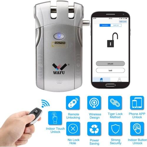 WAFU 010B smart remote control lock anti-theft remote control unlock + mobile APP APP unlock Home electronic invisible lock