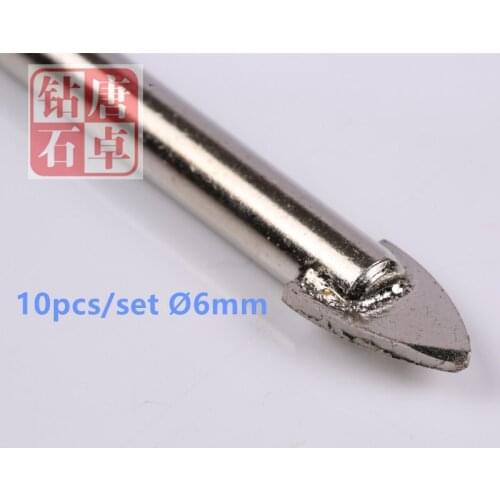 Talentool Free Shipping 10pcs/set 6mm 0.24inch Power Tools Spade Drill Bit For Drilling Hole Saw on Glass Ceramic Marble