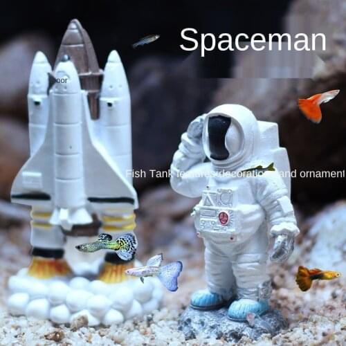 Fish tank decoration astronaut spaceship rocket ornaments astronaut background for aquarium creative landscaping accessories