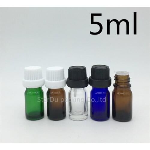 High-quality 1000pcs/lot 5ML blue Glass Bottle Vials Essential Oil Bottle, 5cc Perfume bottles anti-theft cap with plug