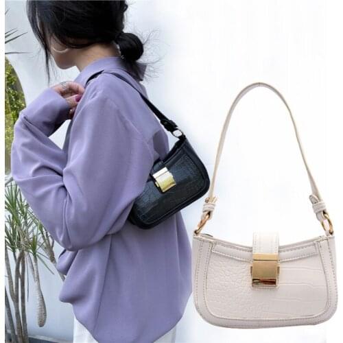 Womens handbag 2020 fashion luxury leather crocodile pattern baguette white perfume shoulder underarm bag for women coin purse
