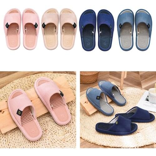 Women Men Massage Slippers House Foot Arch Massage Health Platform Lover Flat Shoes Bedroom Ladies Cotton Slides Slippers Women