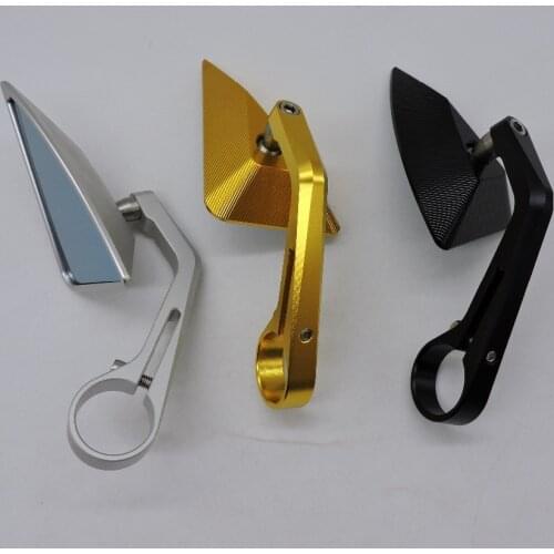 1 Pair 7/8" 22mm Motorcycle Triangle Rear View Black Handle Bar End Side Rearview Mirrors Black Silver Gold
