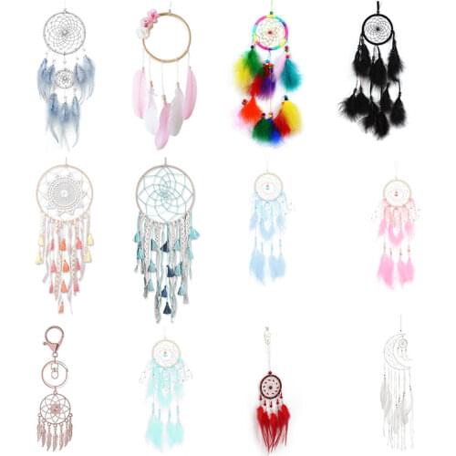 1Pc Dream Catcher Simple Fashion With Green Beads Key Ring Buckle Pendant Silver Feathers Tassels Keychain Dreamcatcher