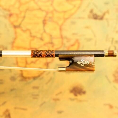 118V 4/4 Full Size New Carbon Fiber VIOLIN BOW Red Ox Horn Frog and Screw Natural Horsehair Straight Violin Parts Accessories