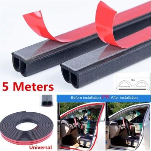 5m Self Adhesive Rubber Seal Strip Car Door Seal Trim Noiseproof B-Shaped Automotive Rubber Seal Strip