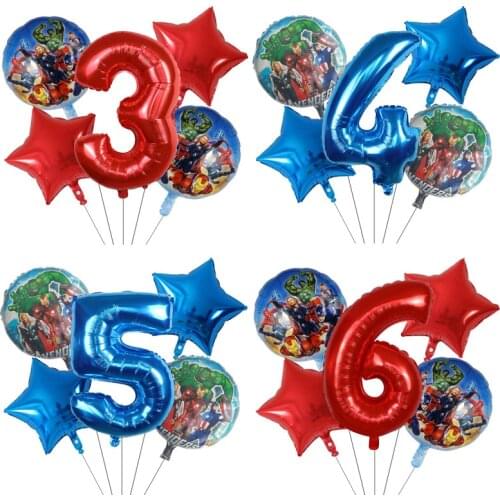 5Pcs/Set Hulk The Avengers Foil Balloons Star Round Super Hero Helium Balloon Number Ball Kid Toys Birthday Party Decor Supplies