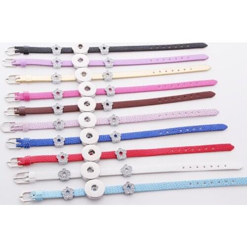 10 Colors PU Leather Bracelets For Men DIY Metal Snap Buttons Bracelets Watches Women One Direction (Fit 18mm 20mm Snap) ZE133