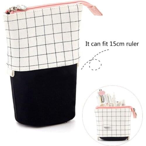 Stand Up Pencil Holder Telescopic Pencil Case Pen Box Stationery Pouch Bag B36C