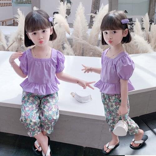 Kids Clothes Tshirt + Floral Pants Childrens Clothes For Girls Summer Toddler Clothes For Girls Casual Style Childrens Costume