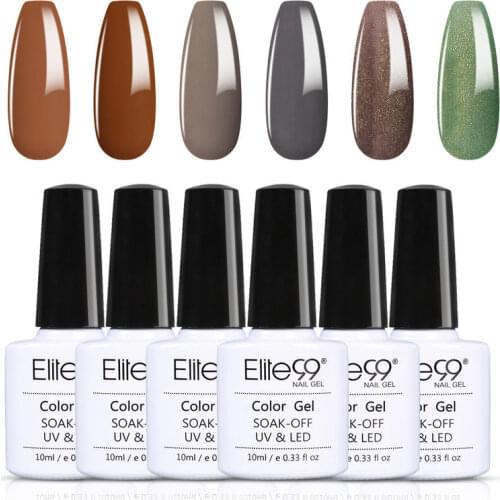 Elite99 6PCS Coffee Color Gel Nail Polish Set Soak Off Hybrid Varnish Gel Polish For Manicure Nail Art Gel Lacquer Nail Kit Set