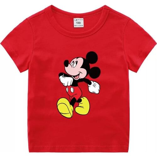 Disney Minnie Mickey Mouse T-shirt Summer Kids Boys T Shirt Baby Girls Tees Tops Cartoon Short Sleeve Print Childrens Clothes