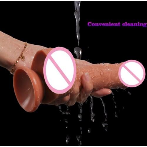 HOWOSEX 8.27 inch Flexible Realistic Big Dildo Liquid Silicone huge Double Layered Penis Dick With Suction Cup Adult Sex Toy