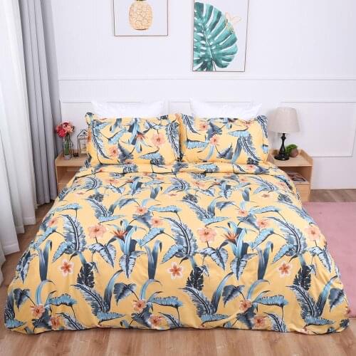 Floral Bedding set Duvet Cover Pillowcase Yellow Color Twin queen king size Bedclothes Bed linen 3pcs home textiles