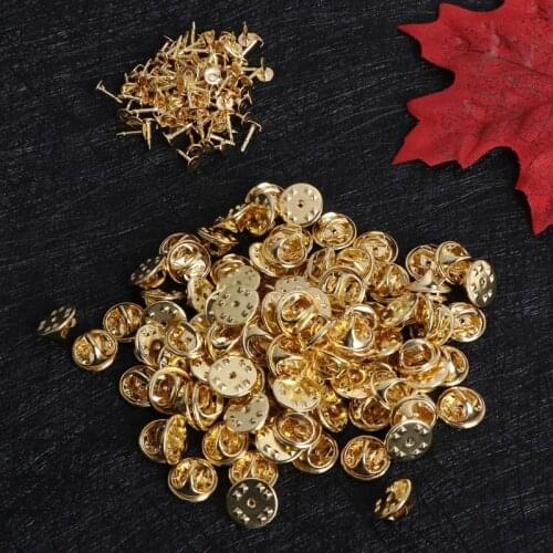 100Pcs Tie Tack Clutch Pins Round Butterfly Brass DIY Crafts Jewelry Replacement