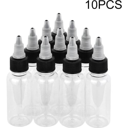 Best Selling 10Pcs 30ml Plastic Clear Round Empty Bottle Container For Tattoo Ink Color Pigment with Cap Tattoo Accessories #E