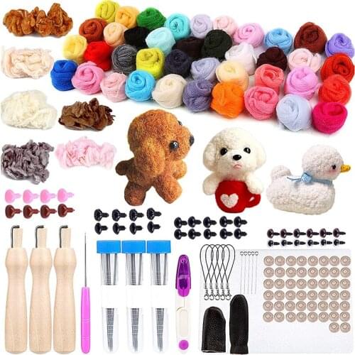 LMDZ 198 Pcs Needle Felting Kit With 46 Colors Wool Roving Set And Foam Mat Needle Felting Accessories For DIY Needle Felting
