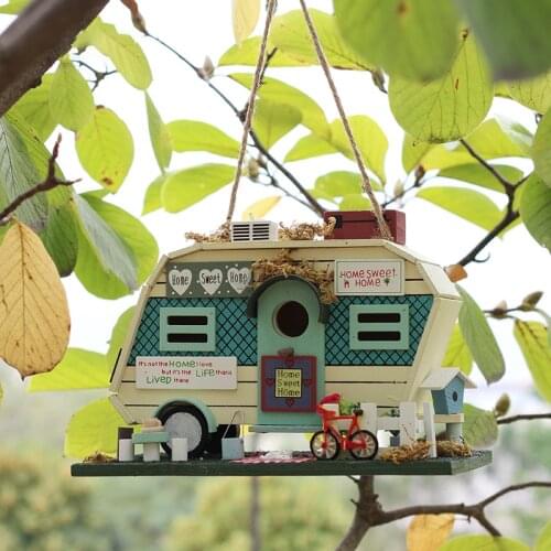 Motel Bird House Outdoor Indoor Garden Birds Nest Gardening Decoration Hanging Bird Feeder Cute Birds Nest Birds Cage Decor