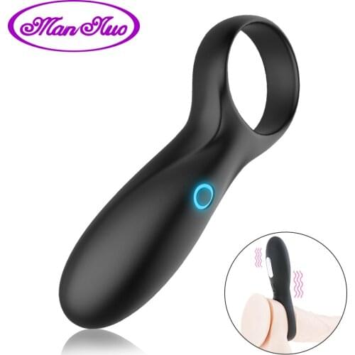 Male Chastity Device Penis Rings 10 Vibration Modes Cock Rings Delay Ejaculation Erection Longer Lasting Erotic Sex Toy for Men