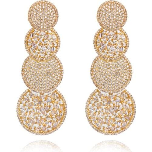 Bride Talk High Quality Trendy Women Earrings AAA Cubic Zirconia Vintage Style Long Drop Earring Elegant Dubai Bridal Jewelry