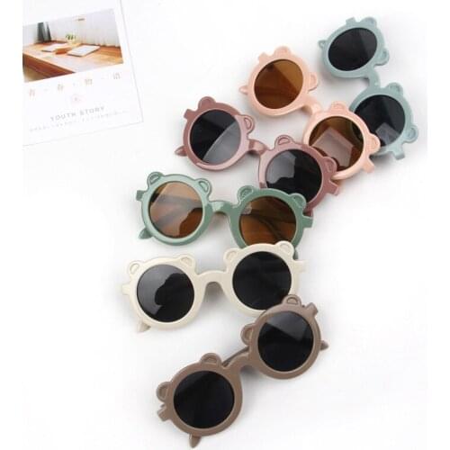 New Cartoon Lovely Kids Sunglasses Bear Shape Frame Girls Children Sun Glasses Round Street Beat Baby Boy Eyeglasses Cute Shades