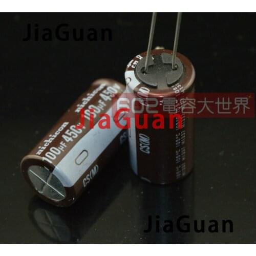 10PCS NEW NICHICON CS 450v100uf 18x35MM electrolytic capacitor 450V 100UF High frequency long life cs 100uF/450V