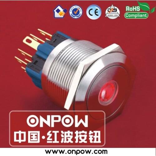 ONPOW 25mm 2NO2NC stainless steel momentary waterproof pushbutton switch anti-vandal GQ25-22D/R/12V/S