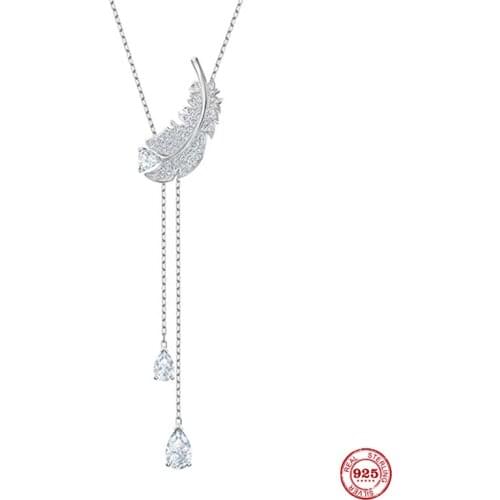 2020 Fashion Charm 925 Sterling Silver Original 1:1 Copy, Light Feather Elegant And Elegant Necklace Female Luxury Jewelry Gifts