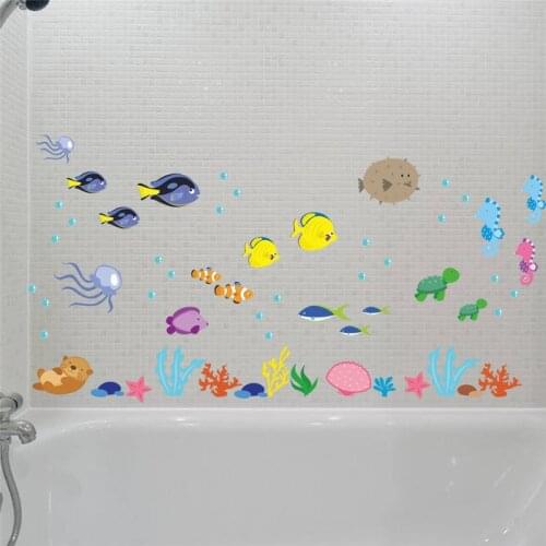 Underwater Ocean Sea Fish Shark Bubble Wall Stickers For Kids Rooms Window Bathroom bedroom kitchen Wall Decals poster mural