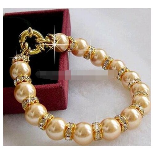 Selling Jewelry>>>Natural Stone Fashion Style diy 10mm round Color south sea shell pearl crystal bracelet jewelry beads 7.5inch