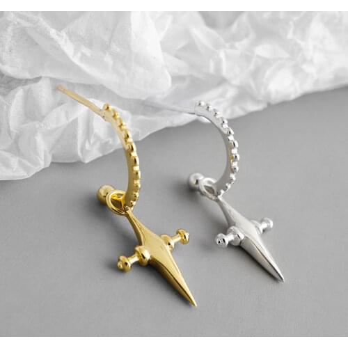 925 sterling silver cross earrings for women orecchini, gold color aretes de mujer drop earings fashion jewelry brincos femme