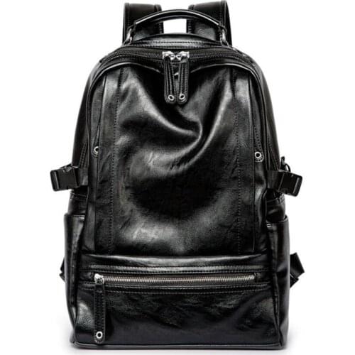 MenS Fashion Backpack Large Capacity Laptop Bag High Quality Practical PU Leather Bag Vintage Travel Bags Hot Sell Student Bags