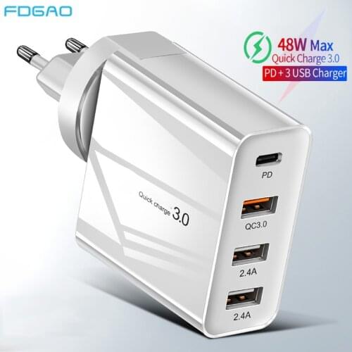 36W Fast USB Charger Quick Charge 3.0 PD 3.0 Charger US EU UK AU Plug Phone Adapter Type C Wall Charger For iPhone Xiaomi Huawei