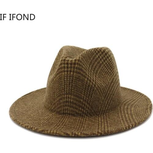 Panama Women Men Wool Trilby Felt Fedora Hat Vintage Wide Brim Gentleman Elegant Winter Autumn Jazz Caps