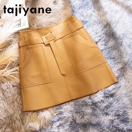 Tajiyane Woman Summer Skirt Real Sheepskin Mini Skirt Women Genuine Leather Black Skirts Womens Sexy Skirts Ropa Mujer TN2249