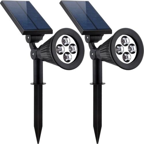 2PCS Solar Lamp 4LEDs RGB Solar Spotlight Color changeable IP44 Waterproof Outdoor Garden Landscape Yard Decoration Light