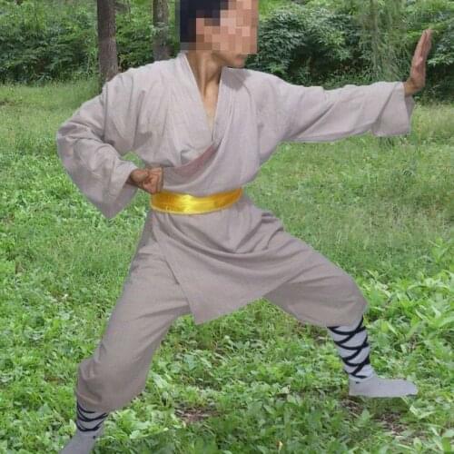 Unisex high quality Pressed Cotton Shaolin Monk Suits Tai chi kung fu costumes Clothing Wing Chun Martial arts uniforms