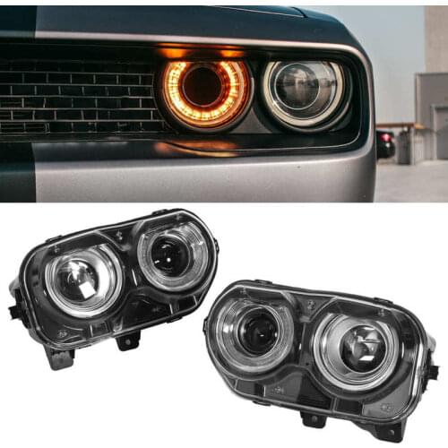 VLAND LED Projector Headlights Dual Beams Fit for Dodge Challenger SRT Hellcat 2015 2016 2017 2018-2020 LHD Car Interior Light