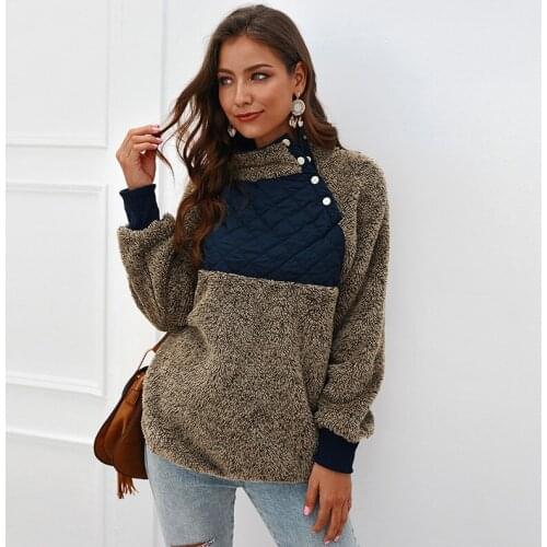 Womans Clothes Hoodies Hit Color Stitching O-neck Long Sleeve Casual Loose Long Sleeve Fashion All-match Blouse Street Hoodie