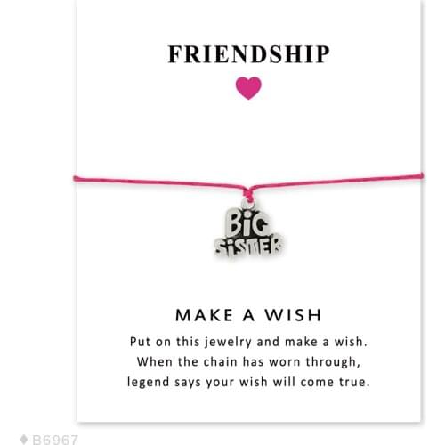 Faith Hope Joy Angel Peace Wedding Engagement Bridesmaid Best Friends Little Middle Big Sister Heart Charm Bracelets for Women