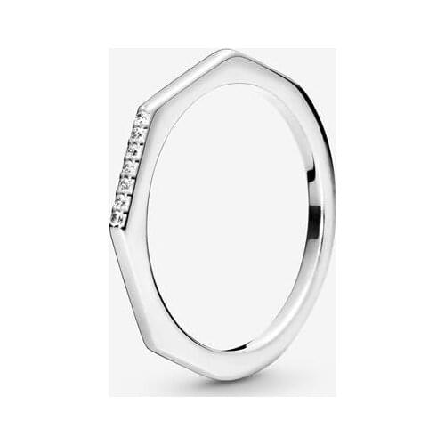 925 Sterling Silver Pan Ring Golden Shine Multifaceted Rings With Crystal For Women Wedding Party Gift Fashion Jewelry