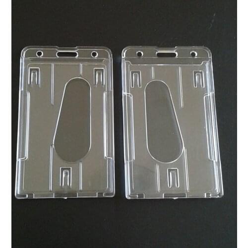 1Pcs Hard Plastic Double-faced Card Holder Transparent Clear Horizontal ID Badge Holders Card Cover Easy Access Thumb Notch