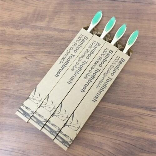 4packs Bamboo Toothbrush Soft Bristles Biodegradable Vegan eco-friendly Bamboo charcoal Toothbrushes Oral Care logo customize