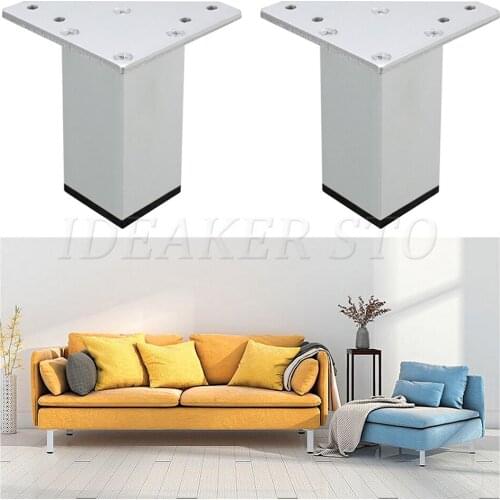 4PCS Multi-size Metal Furniture Leg Square Alumnium Alloy Feet Replacement for TV Stand Cabinet Sofa Bed Legs with screws