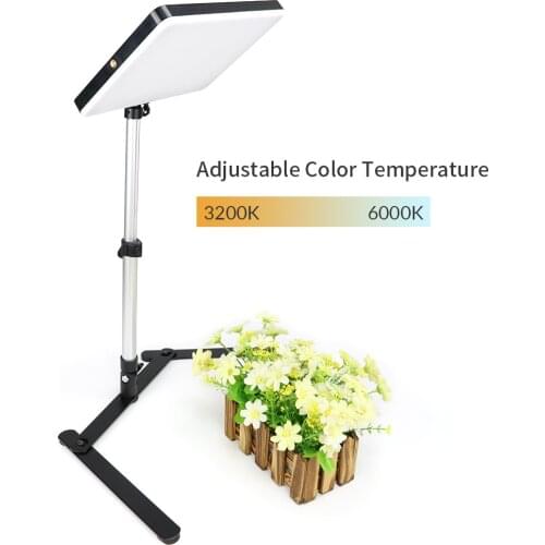 10inch LED Video Light Panel 3200k-6000k EU Plug USA Adapter Photography Lighting With Adjustable Desktop Stand Monopod For Live