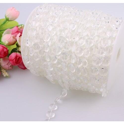 2Yards Cotton Fishing Line 10mm Artificial Crystal Clear AB Half Round Flatback Pearl Beads Chain DIY Wedding Party Decoration