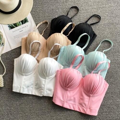 2021 Sexy Women Wrinkle Bra Top Plus Size Underwear Lingerie Full Cup Women Corset Bustier Bra Push Up Bra Tops