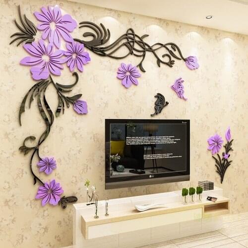 3D Flower Vine Wall Decals For Wedding Room Background Romantic Decor Wall Stickers Art Painting Wallpaper Mural Sticker 4 Sizes