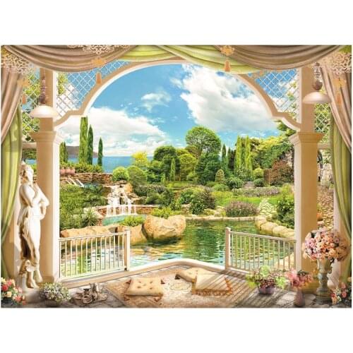 Customized 3d photo wallpaper 3d wall murals wallpaper European garden scenery Roman column 3 d TV setting wall paper home decor